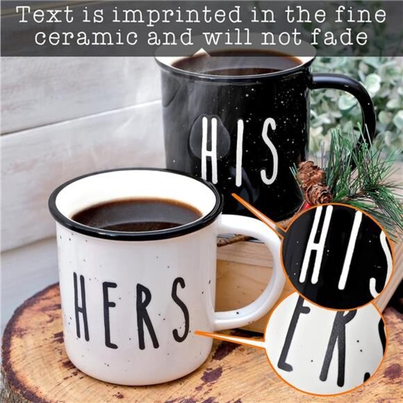 His And Hers Mugs Set Of 2 Coffee Mug 11 Ounce, Cute Matching Coffee Mug Couples - Picture 5 of 7